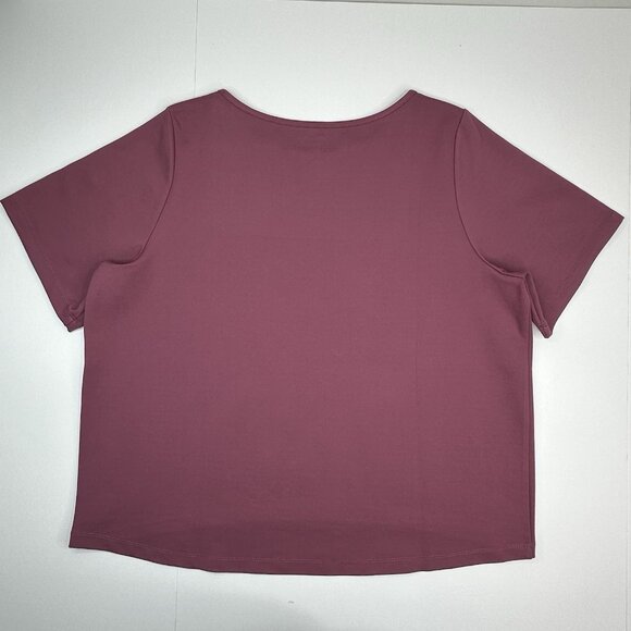 Betabrand Women’s NWT Mauve Purple Boat Neck Short Sleeve Boxy Hi-Low Top XL/C47 - Picture 6 of 11
